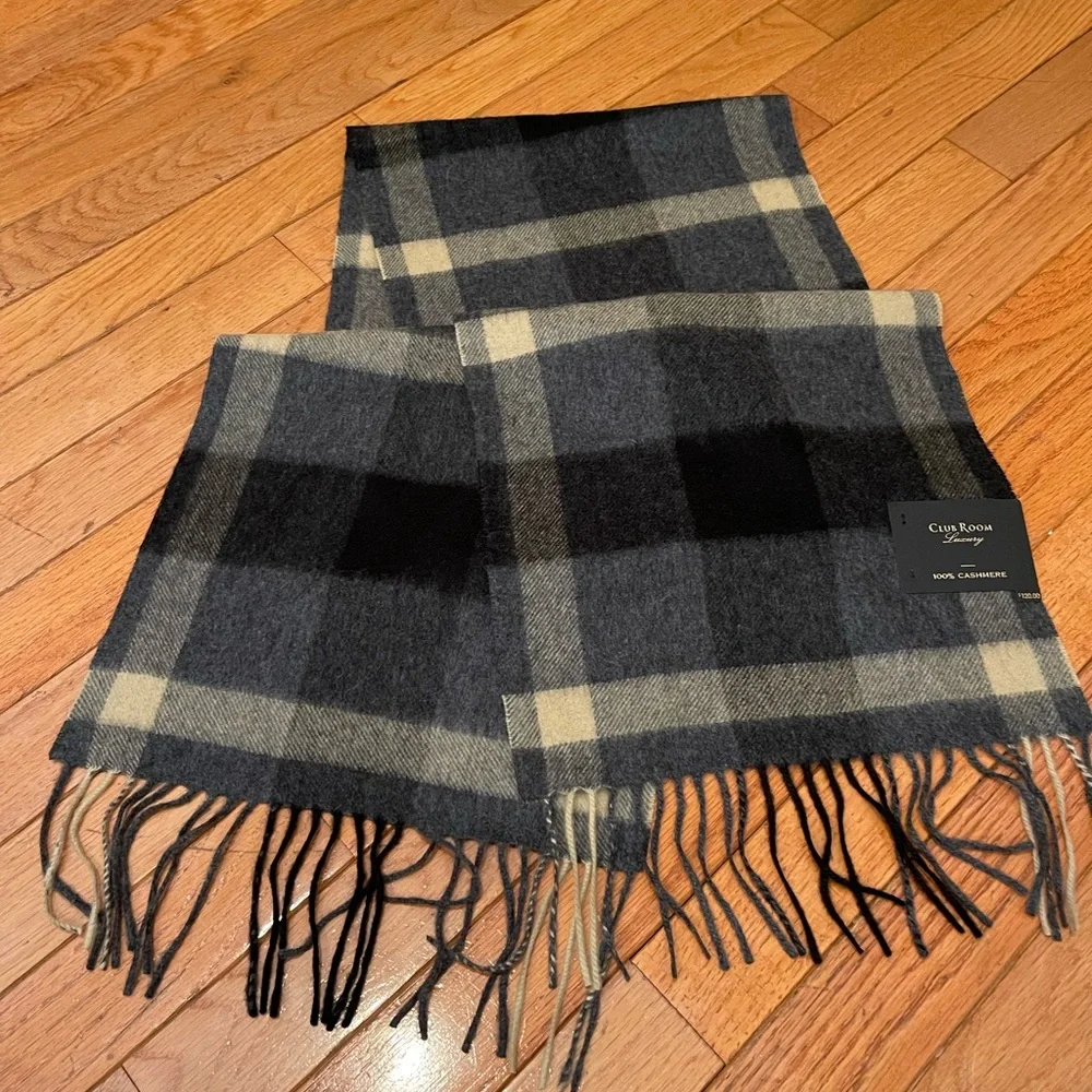 New w tags Men’s Club Room Luxury 100% cashmere scarf - Picture 3 of 7